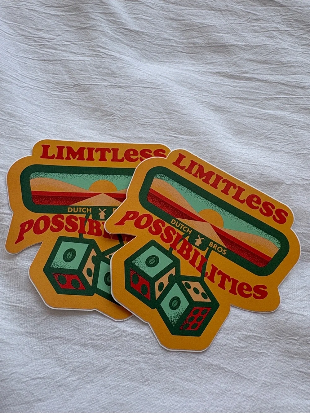 2 Dutch Bros Retro 2021 Limitless Possibilities Mirror Yellow Stickers Decal
